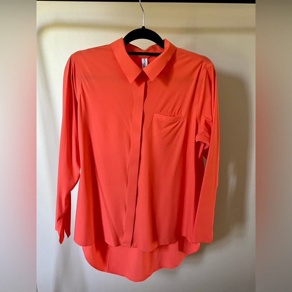 Athleta Orange Button Down Blouse Sz M